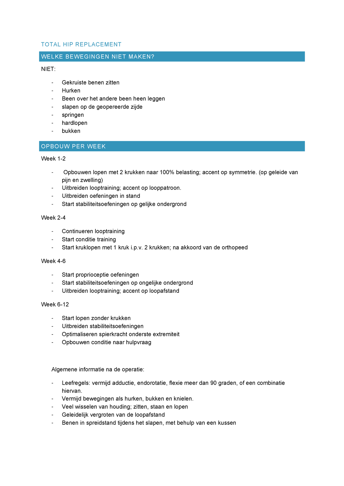 Total Hip Replacement - THP - TOTAL HIP REPLACEMENT WELKE BEWEGINGEN ...