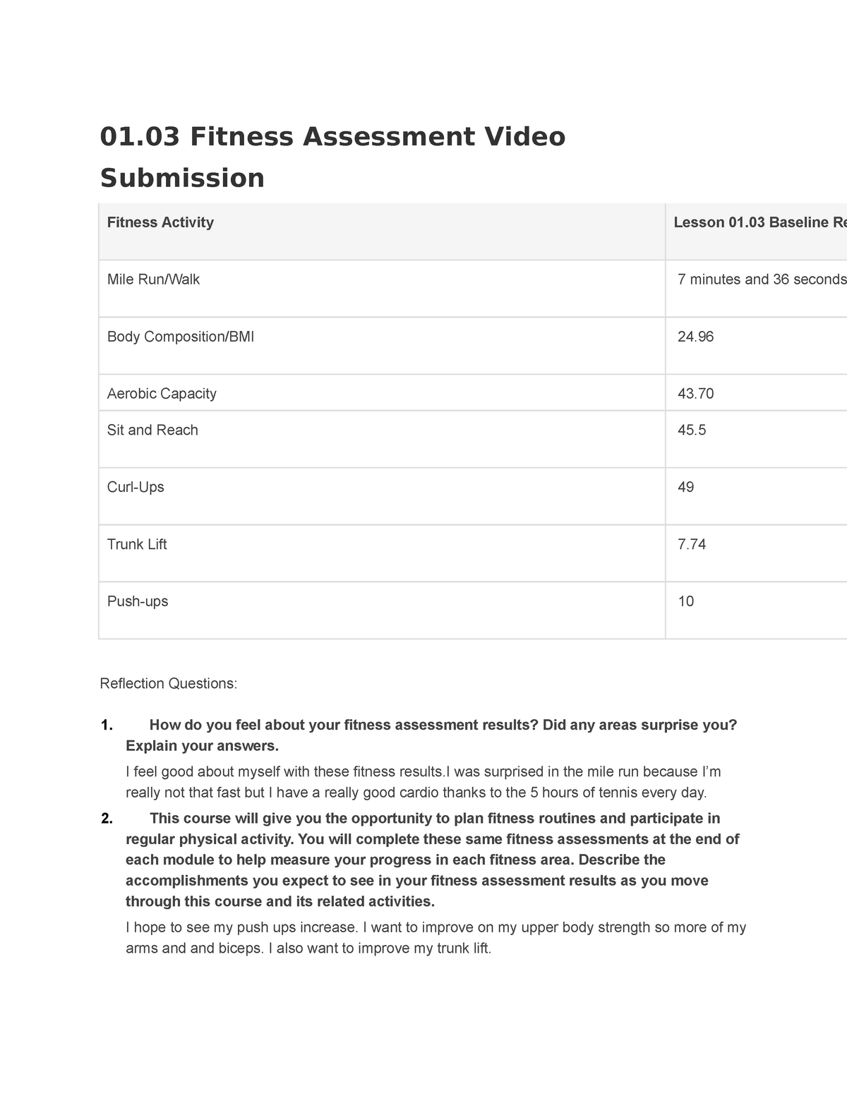 assignment 01.03 fitness assessment video submission