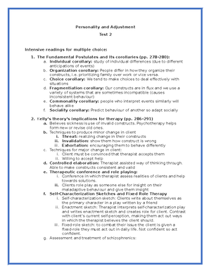 Personality Assignment #2 - Personality & Adjustment Assignment 2 ...