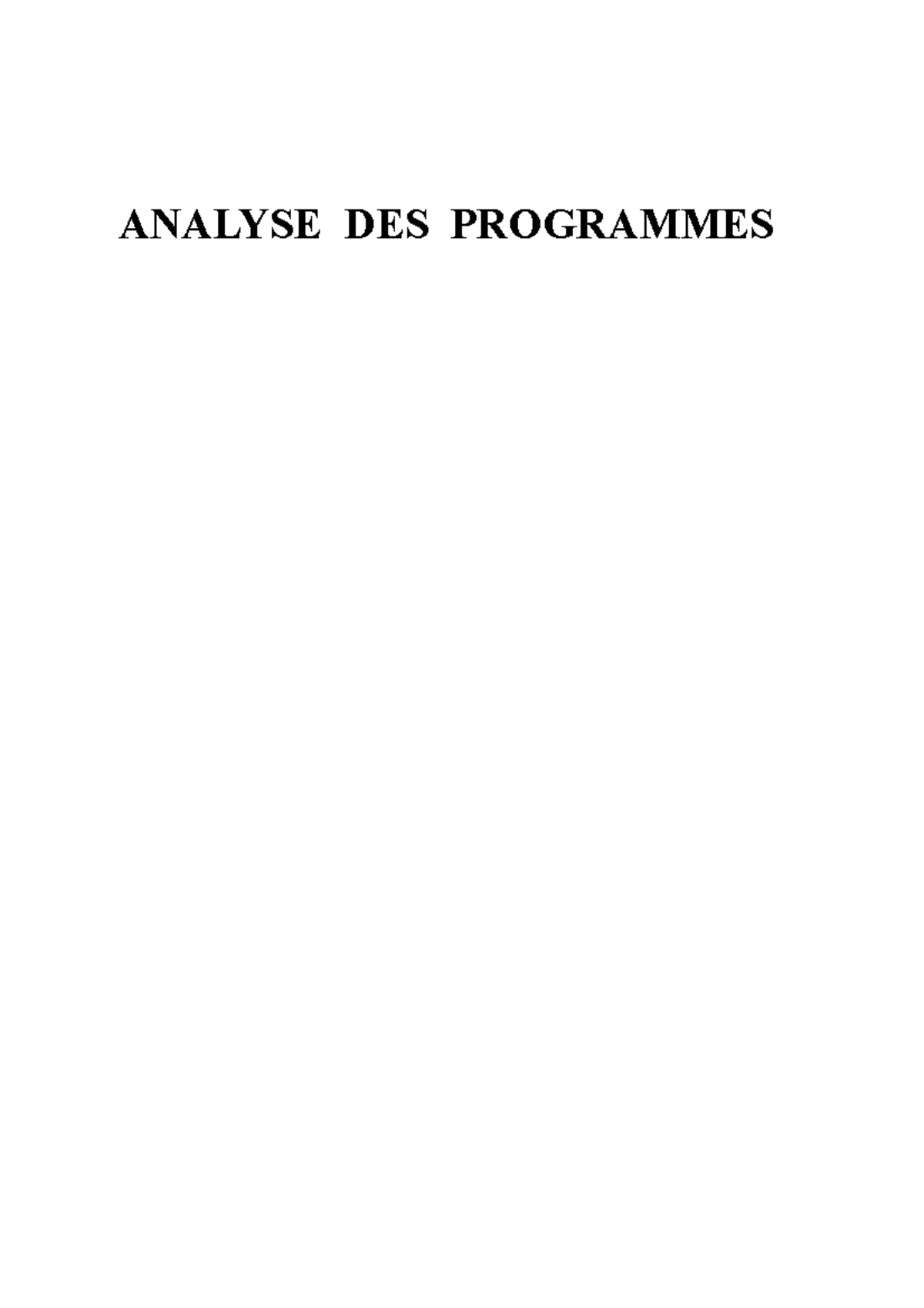 Analyse Des Programmes 2 - ANALYSE DES PROGRAMMES 1.4. Les profils d ...