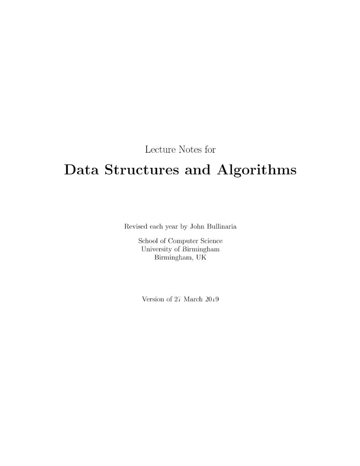 Data Structures And Algorithms Lecture Notes - Btech Hnd In Computing ...