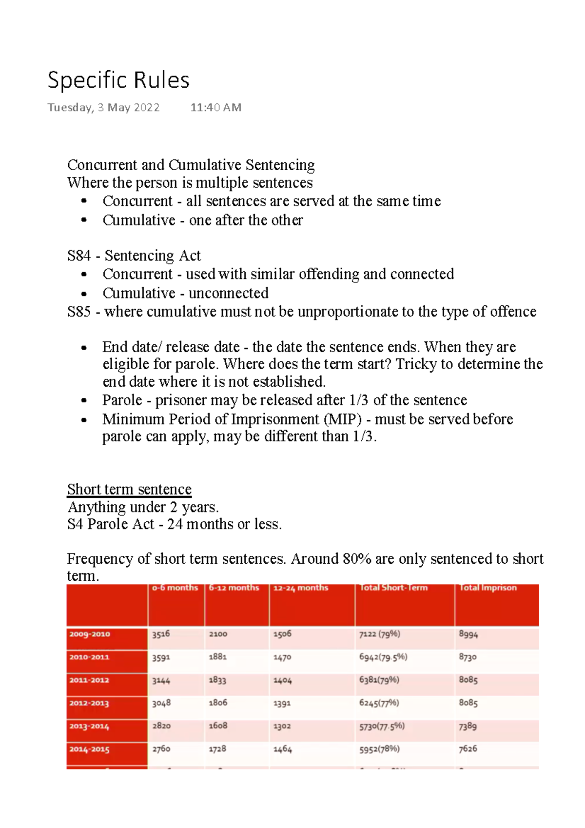 Specific Rules - notes - Concurrent and Cumulative Sentencing Where the ...