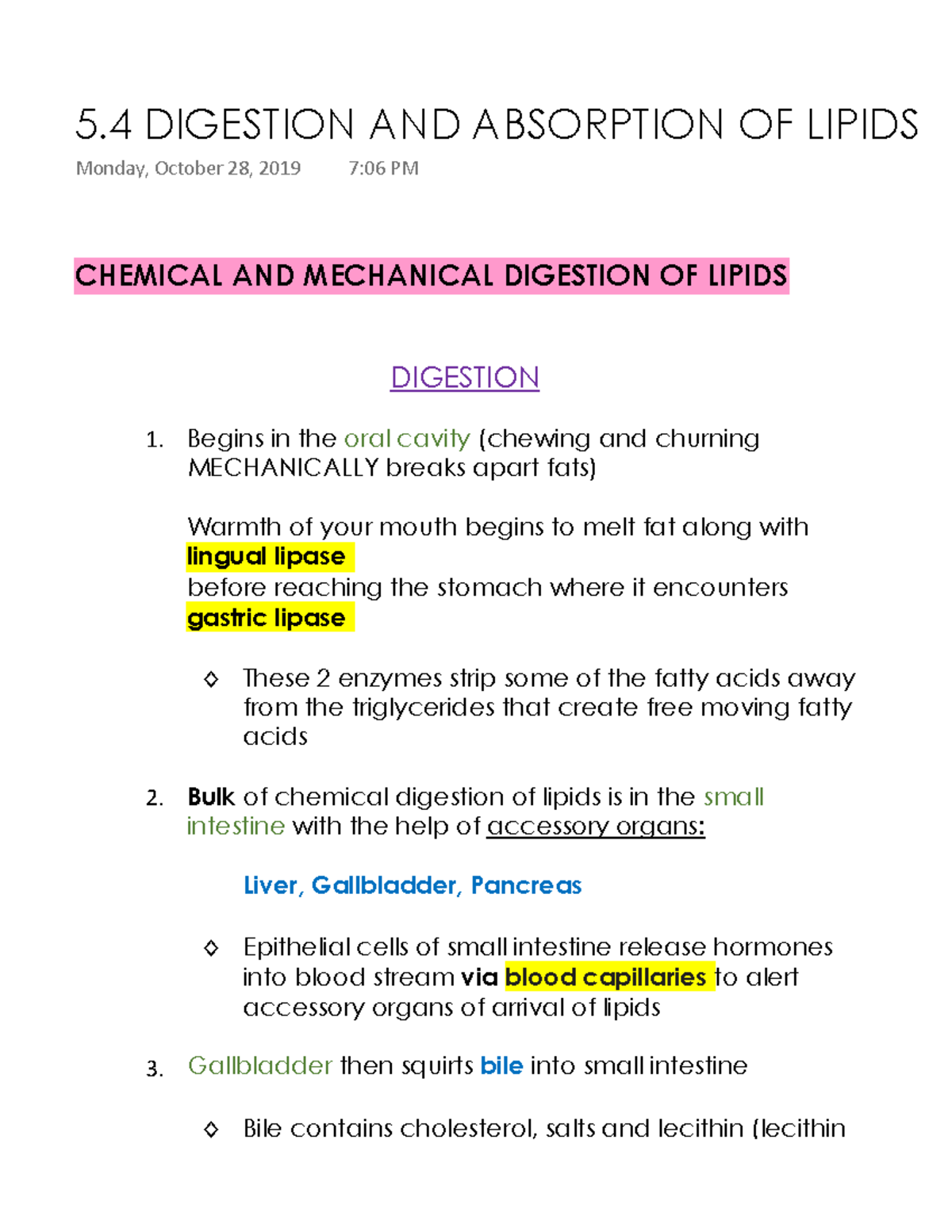 write a term paper on digestion and absorption of lipids