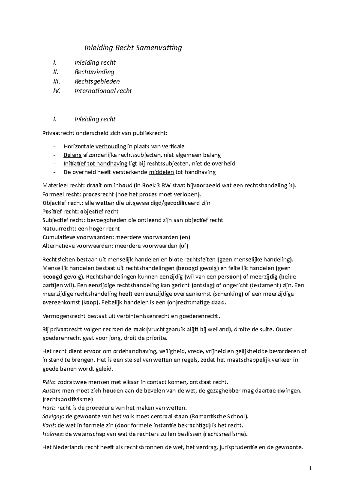Inleiding Recht Samenvatting - Inleiding recht II. Rechtsvinding III ...