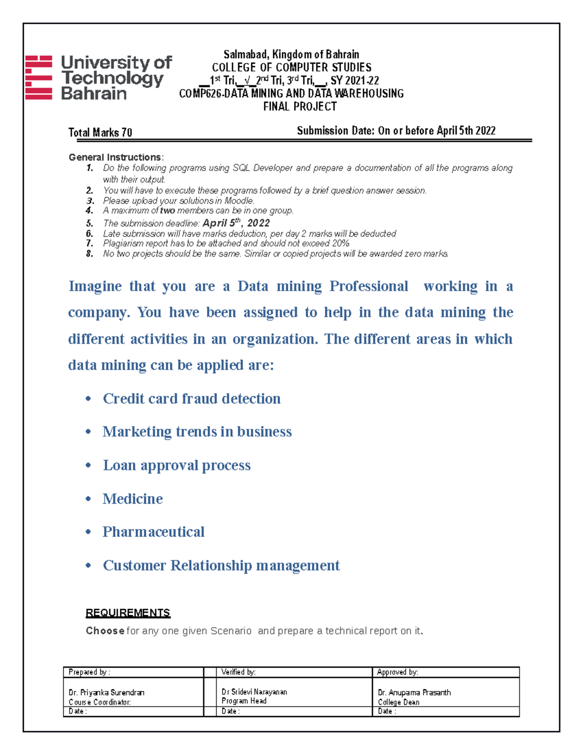 COMP626-Final Project-20212 (1) - General Instructions: 1. Do the ...