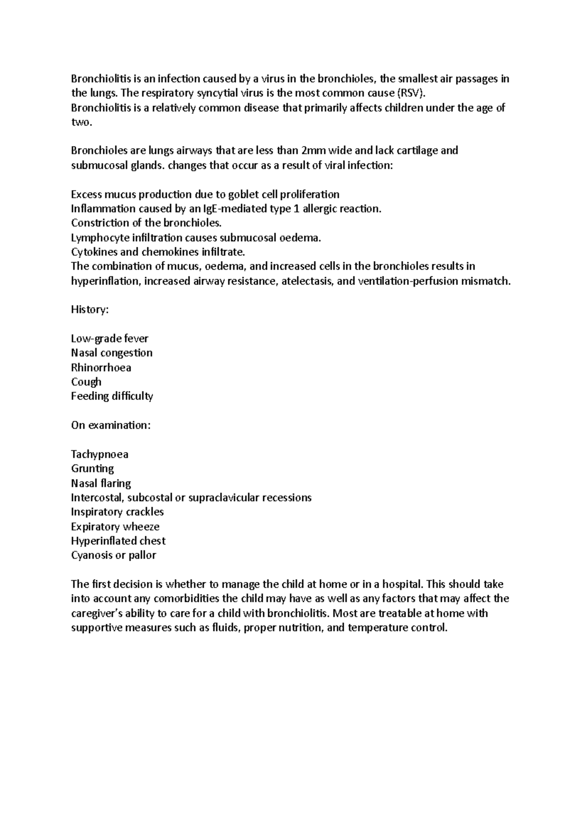 Bronchiolitis - Notes from nursing - Bronchiolitis is an infection ...