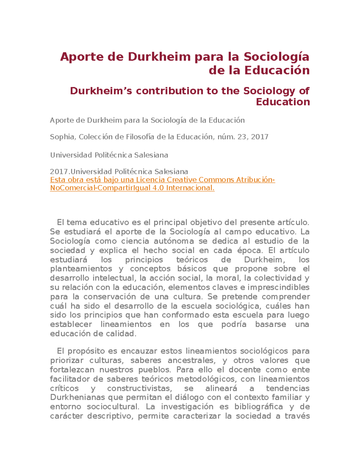 Aporte de Durkheim para la Sociologia de la Educacion Material de estudio Aporte de Durkheim Aporte de Durkheim para la Sociologia de la Educacion Material de estudio Aporte de Durkheim