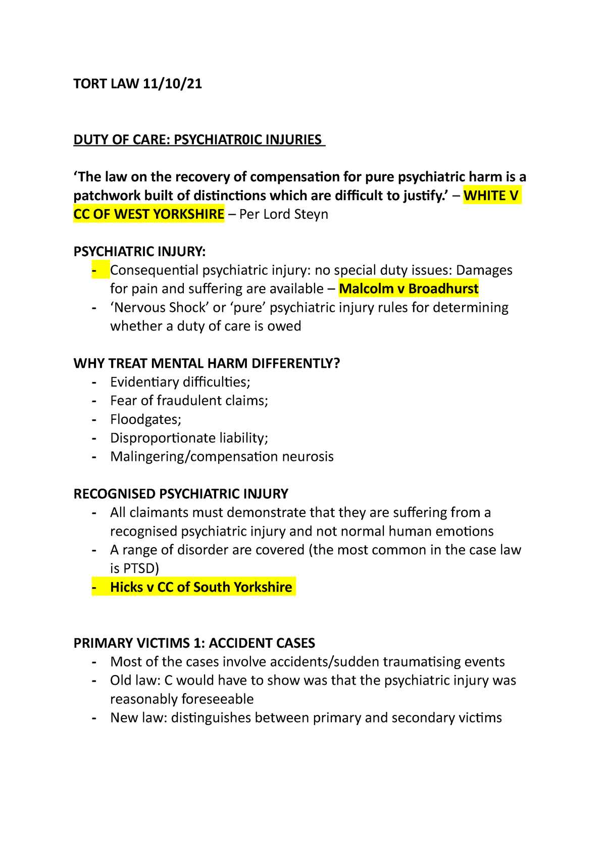 s3-doc-psychiatric-injury-tort-law-11-10-duty-of-care-psychiatr0ic