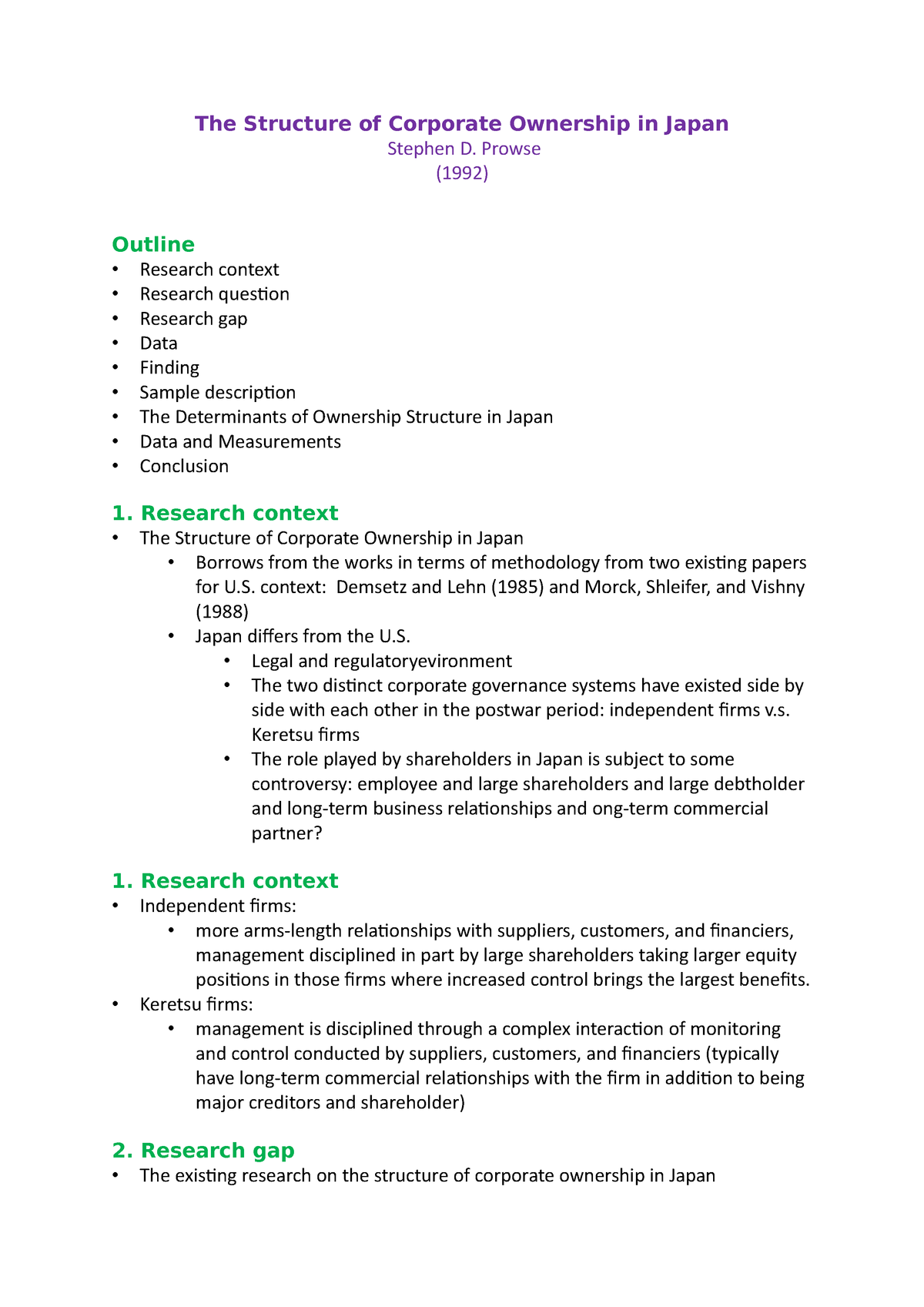 The Structure Of Corporate Ownership Insurance Theory Studocu