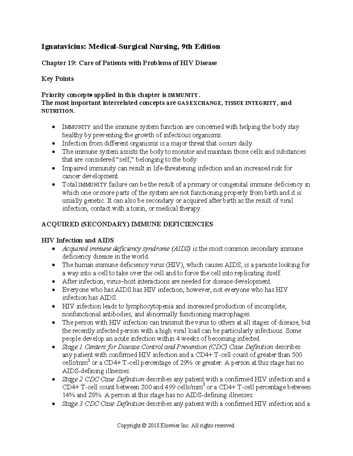 Chapter 019 HIV - Ignatavicius: Medical-Surgical Nursing, 9th Edition ...