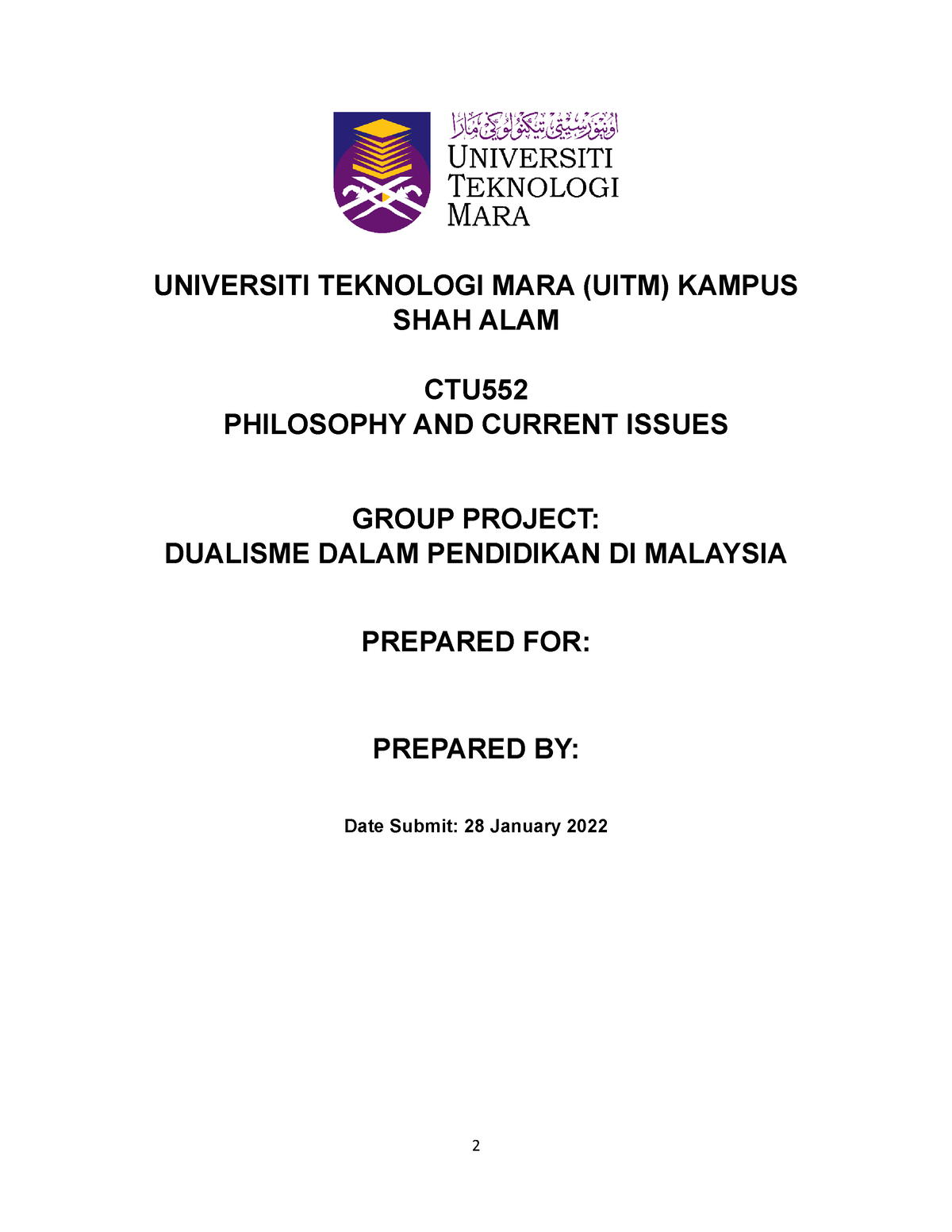 contoh assignment ctu554 uitm