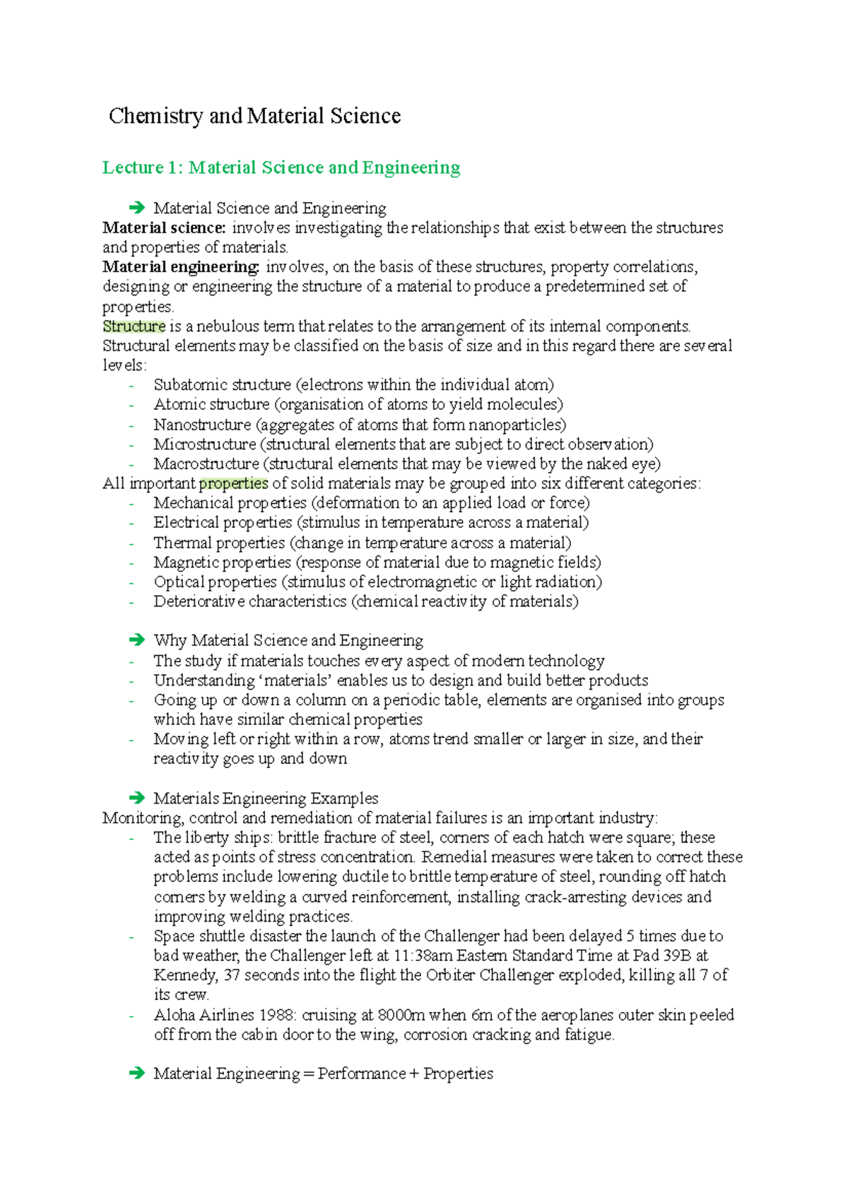 Chemistry And Material Science Course Notes - Chemistry And Material ...