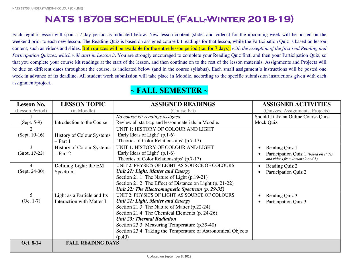 Schedule NATS 1870B UNDERSTANDING COLOUR NATS 1870B 1870B