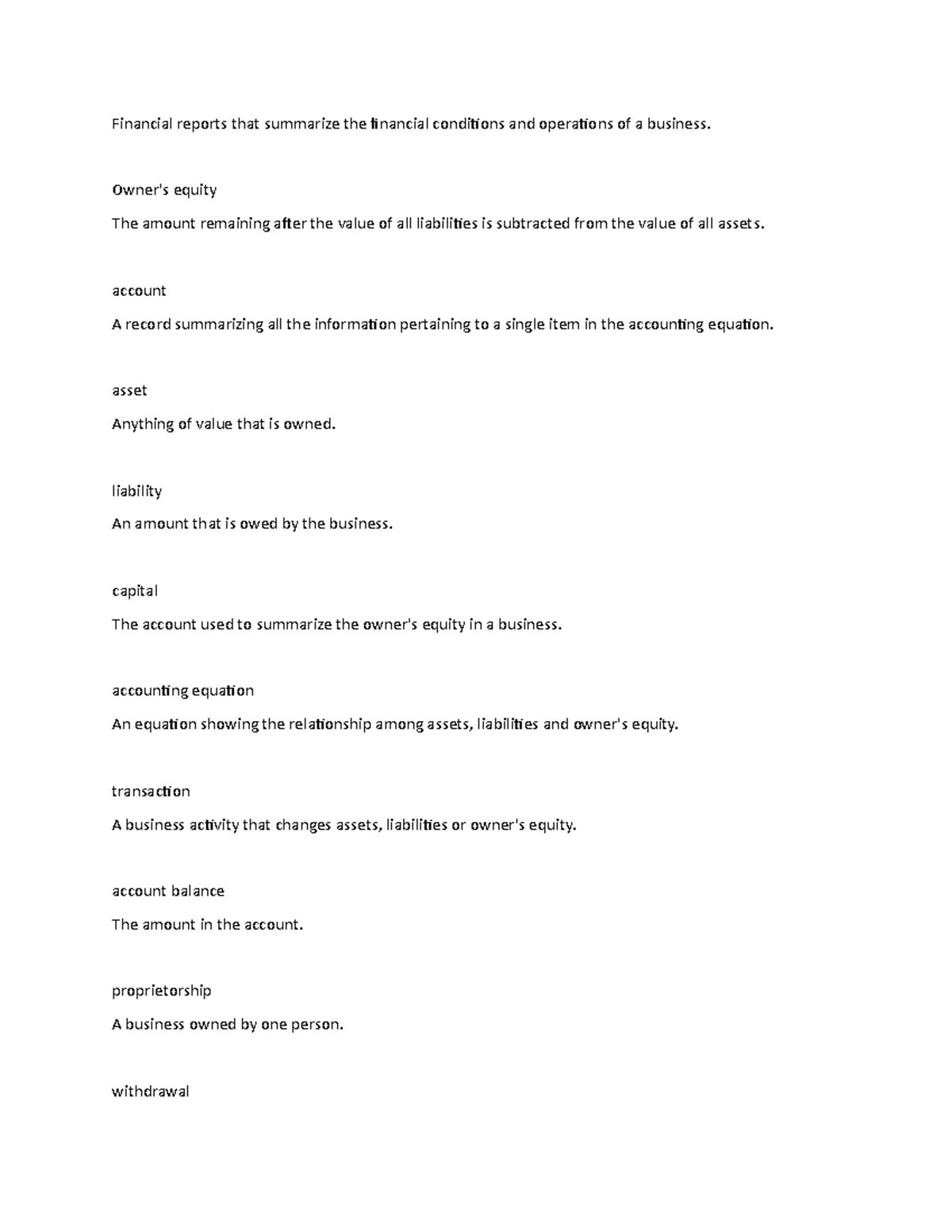 ACG 6075 class footnotes 5 - Financial reports that summarize the ...