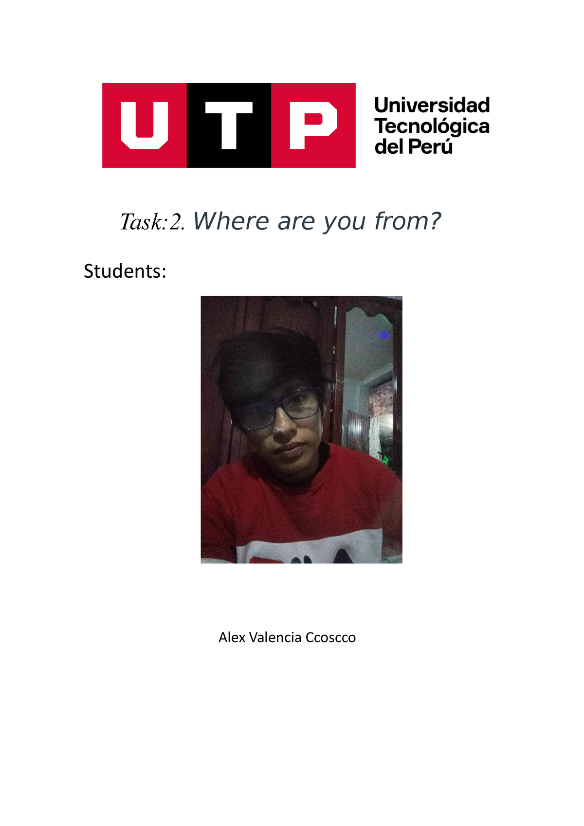 week 02 task assignment where are you from utp