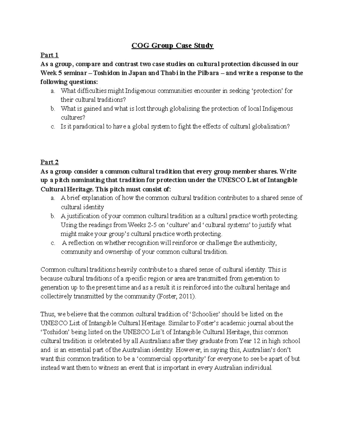 COG Group Case Study - COG Group Case Study Part 1 As a group, compare ...