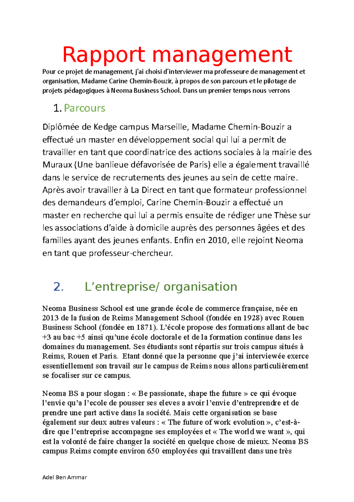 Rapport de mana - NBS 1ere annee plein de documents intéressant ...