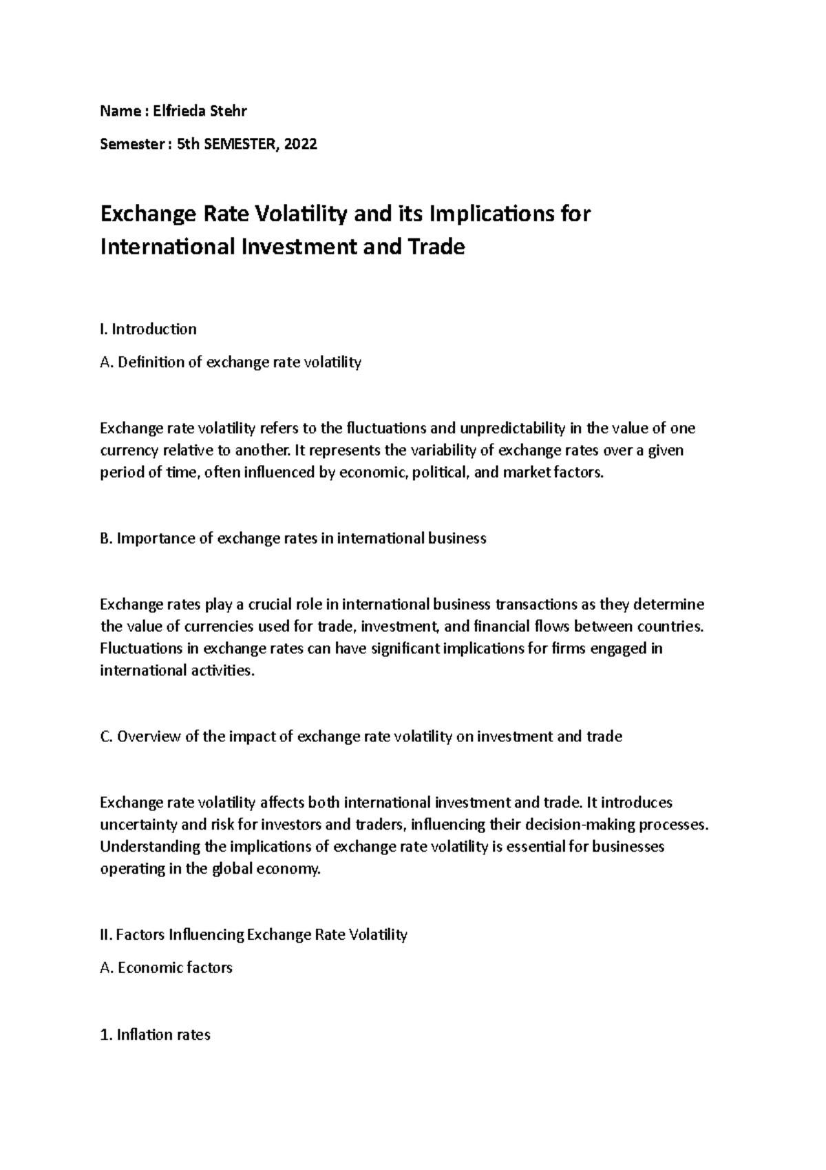 Exchange Rate Volatility And Its Implications For International ...