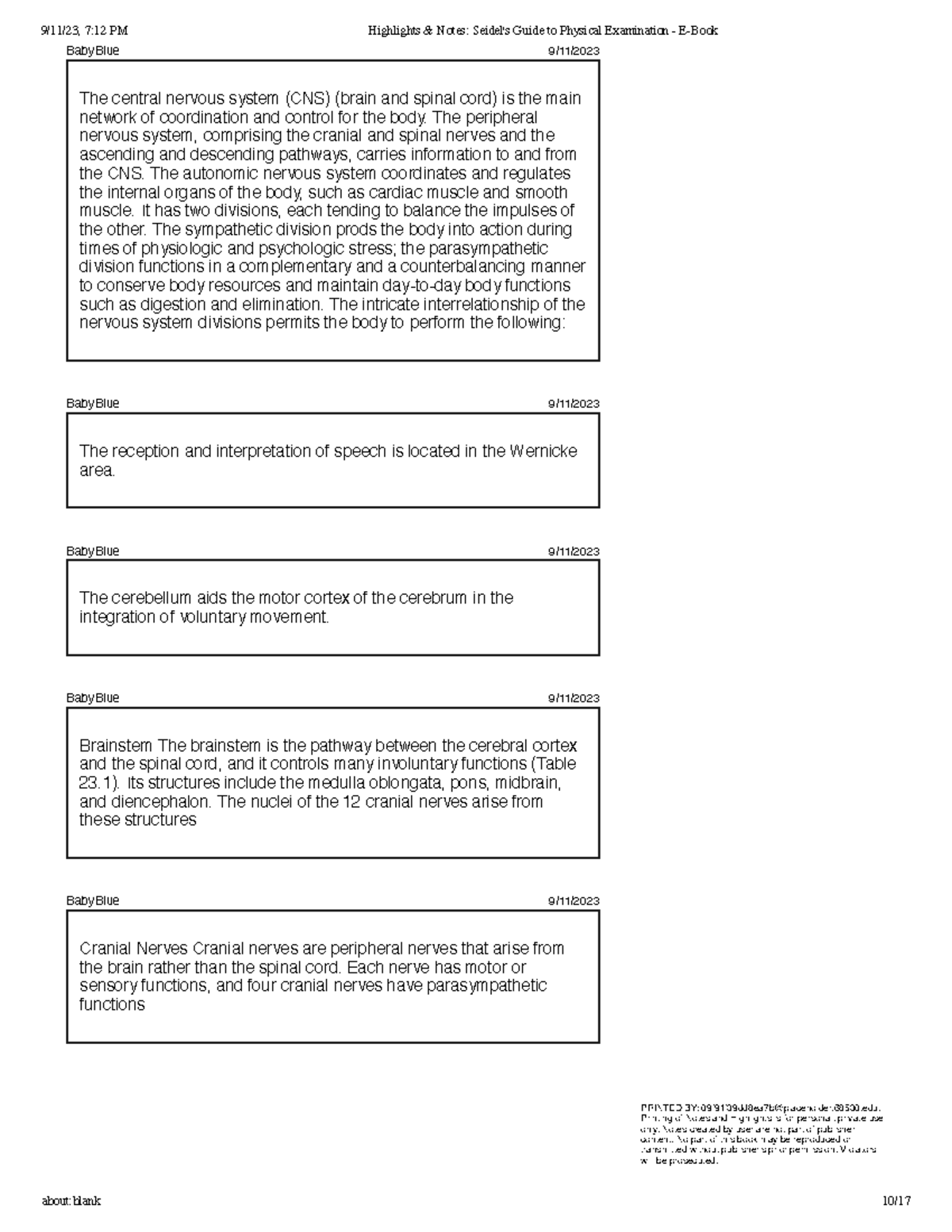 Mod 2 505 - study guide - Baby Blue 9/11/ The central nervous system ...