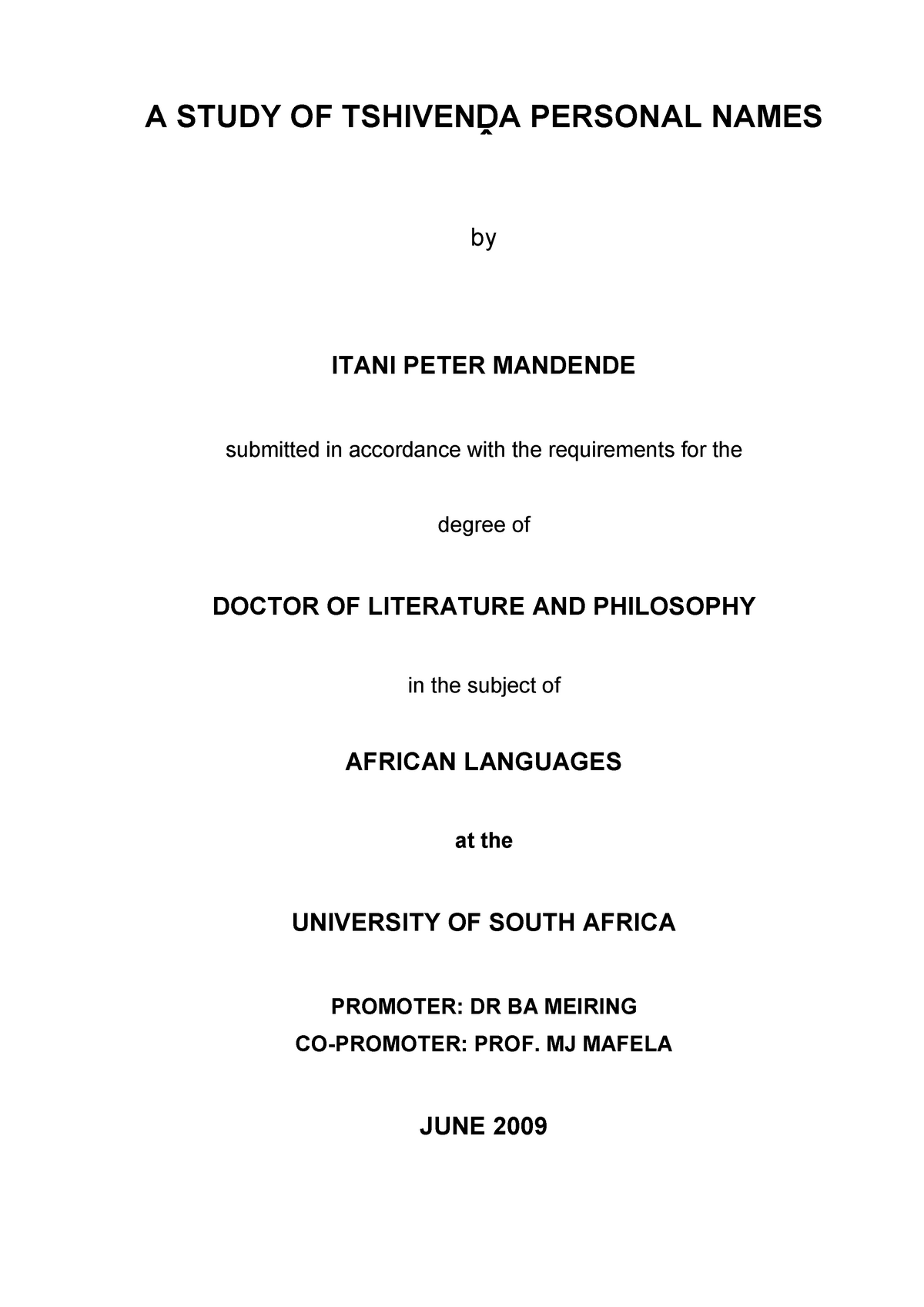 phd dissertation unisa