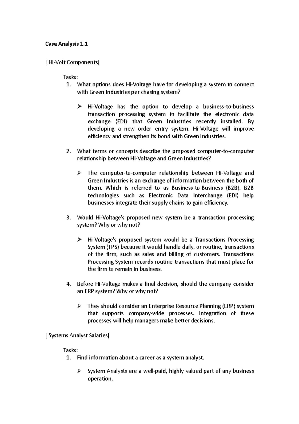 Case Analysis (HiVoltage) Case Analysis 1. [ HiVolt Components