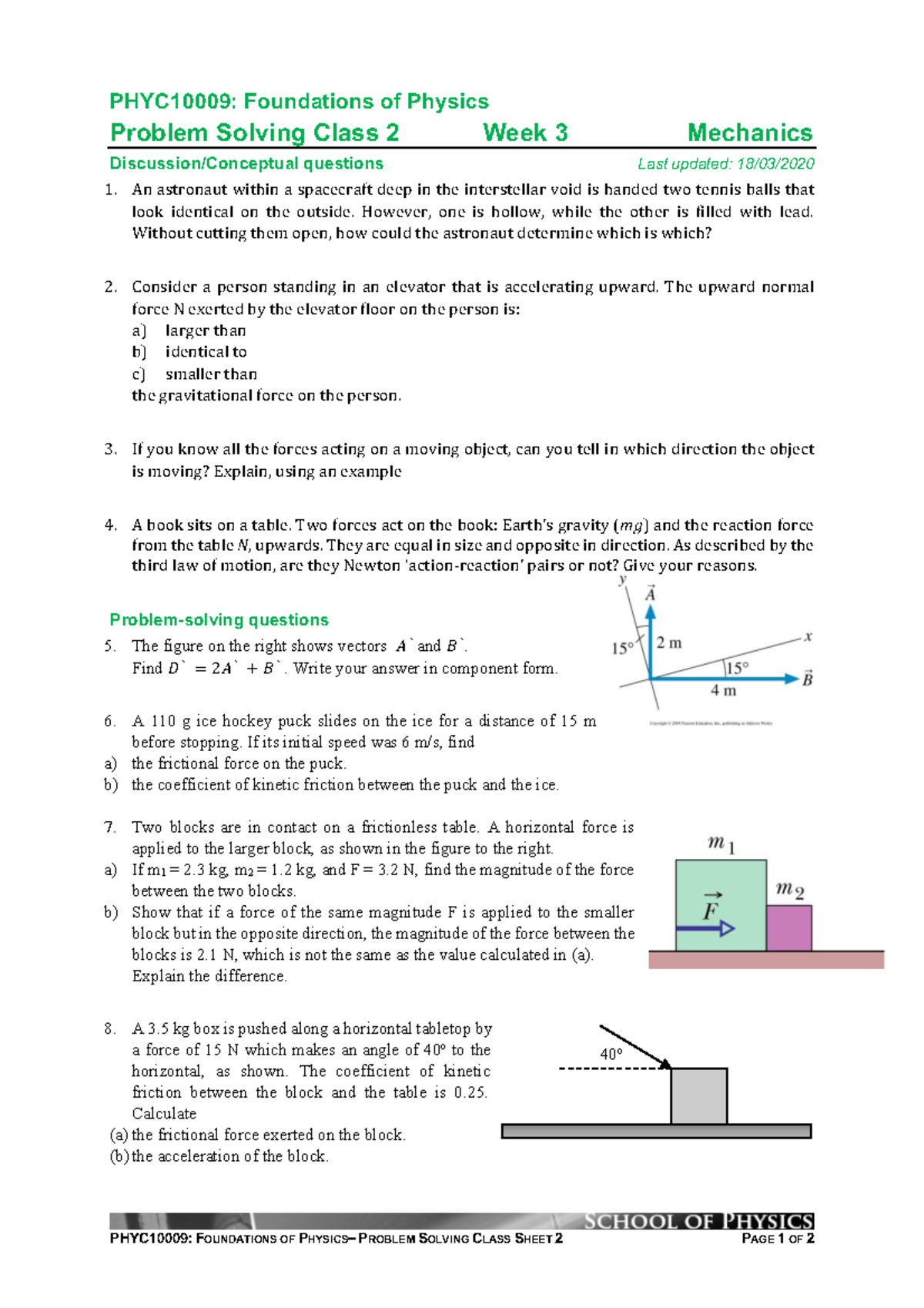 Foundations PSC 2 (11) - Problem Solving sheets - PHYC10009 ...