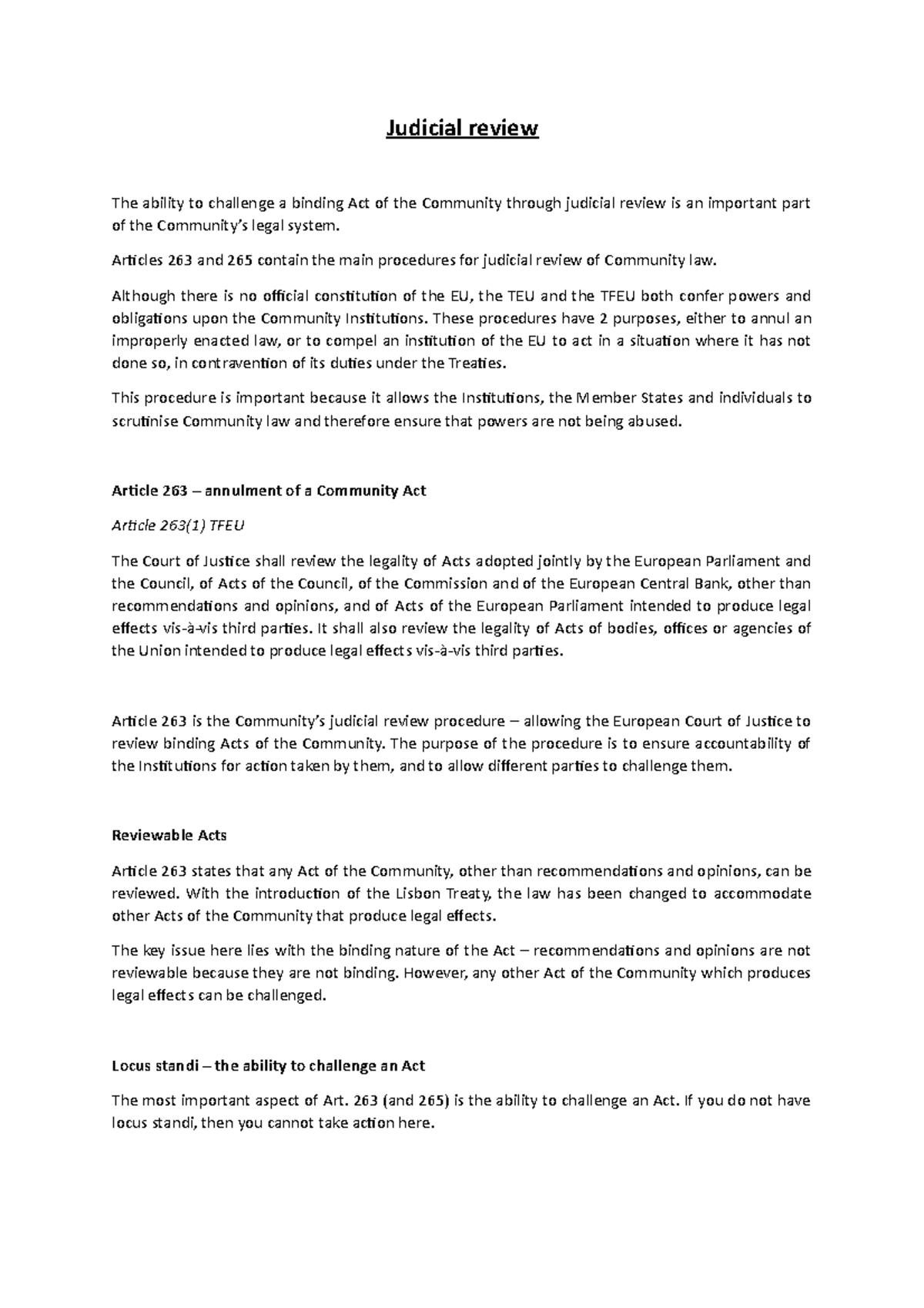 Judicial review - Articles 263 and 265 contain the main procedures for ...