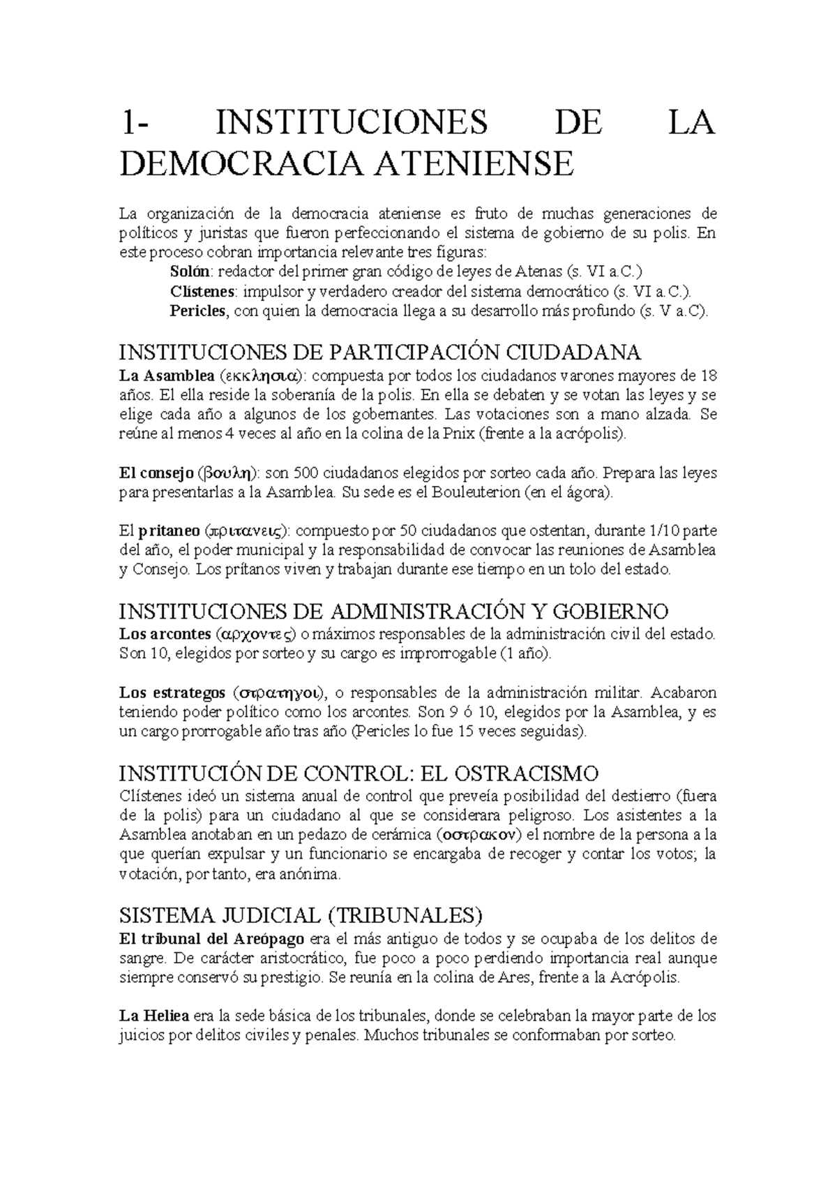 1 instituciones atenas - 1- INSTITUCIONES DE LA DEMOCRACIA ATENIENSE La ...
