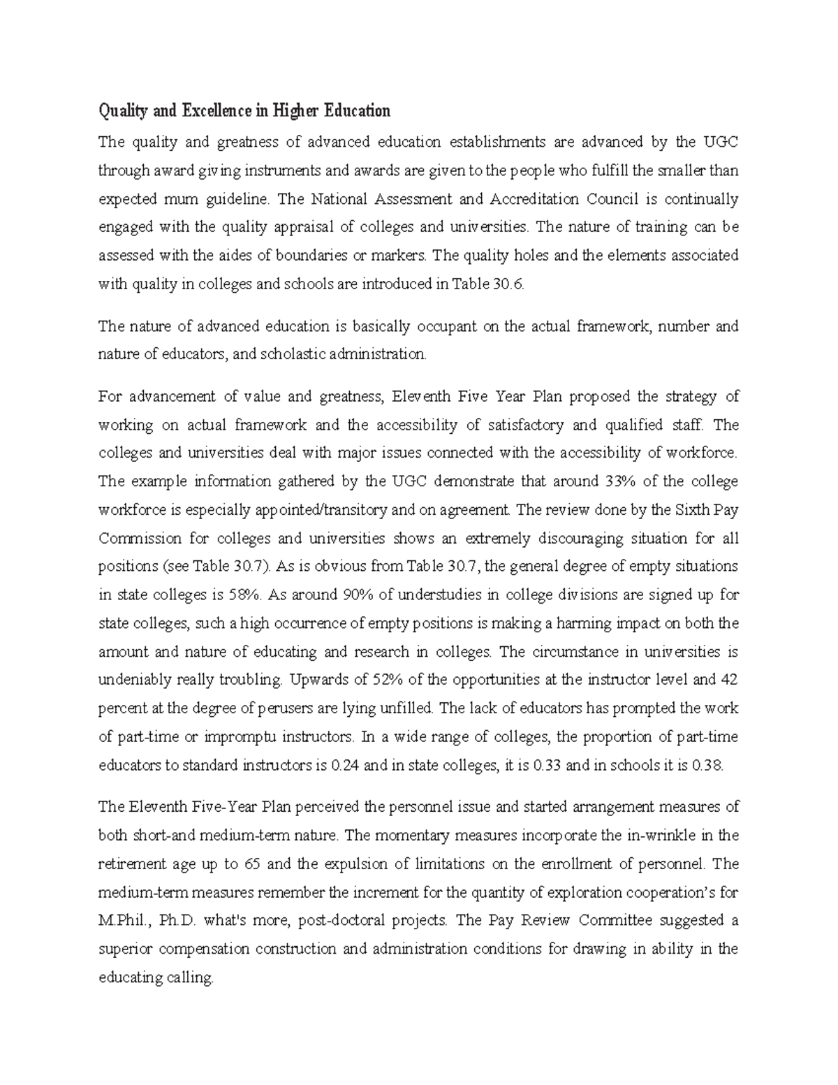 Quality and Excellence in Higher Education - The National Assessment ...