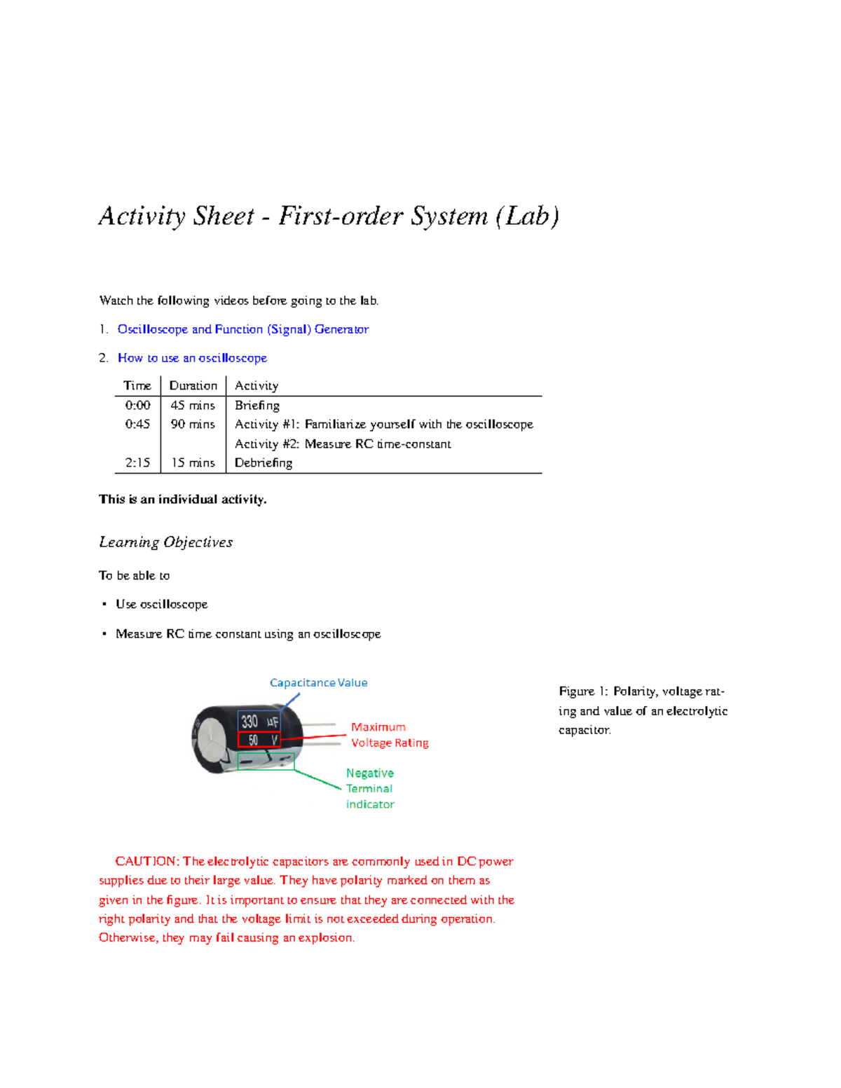 Wk 6 RC and RL Lab - lab 6 - Activity Sheet - First-order System (Lab ...