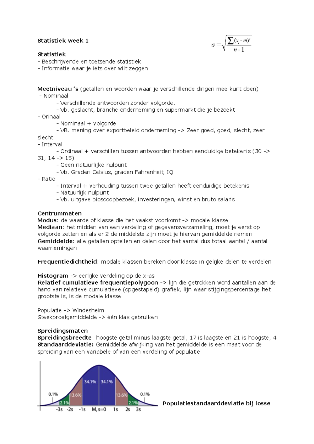 Statistiek Samenvatting + PP - Statistiek Week 1 Statistiek ...