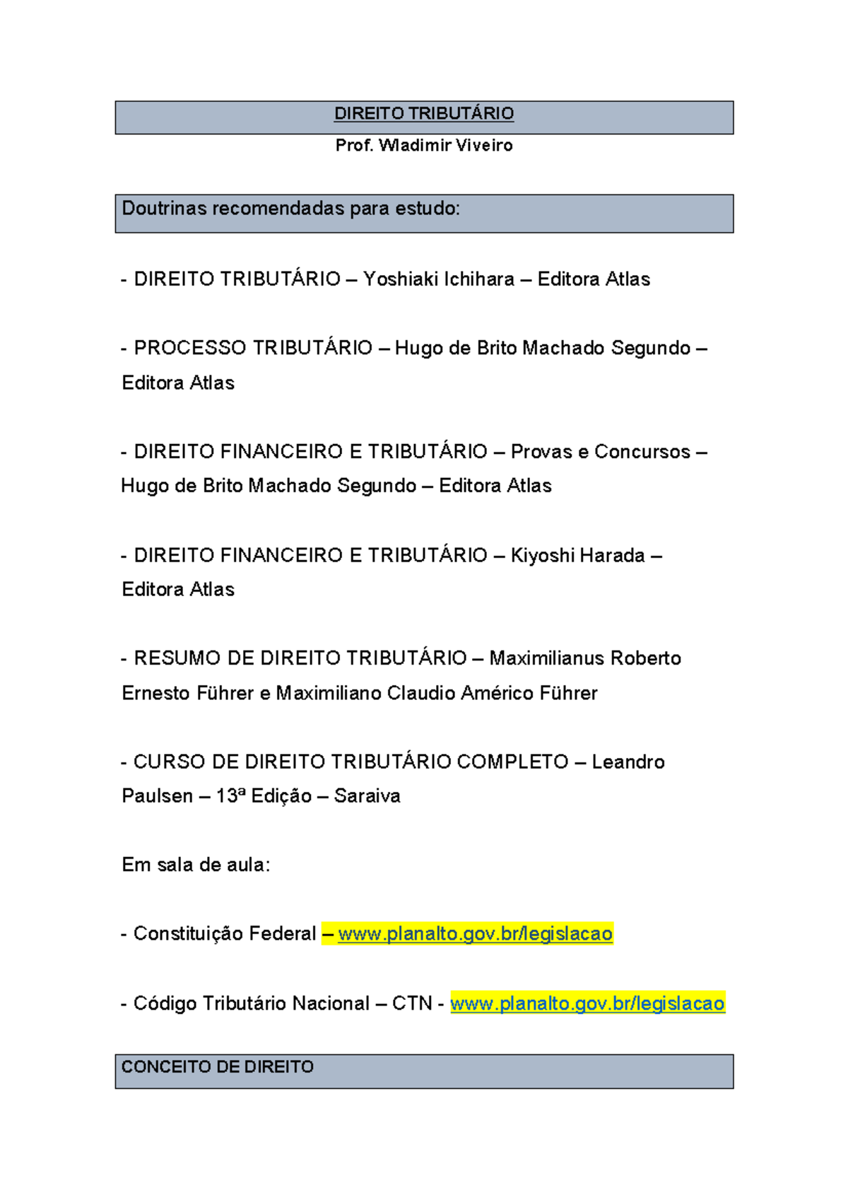 Tributário - Estudo - Resumo das aulas de Direito Tributário - DIREITO ...