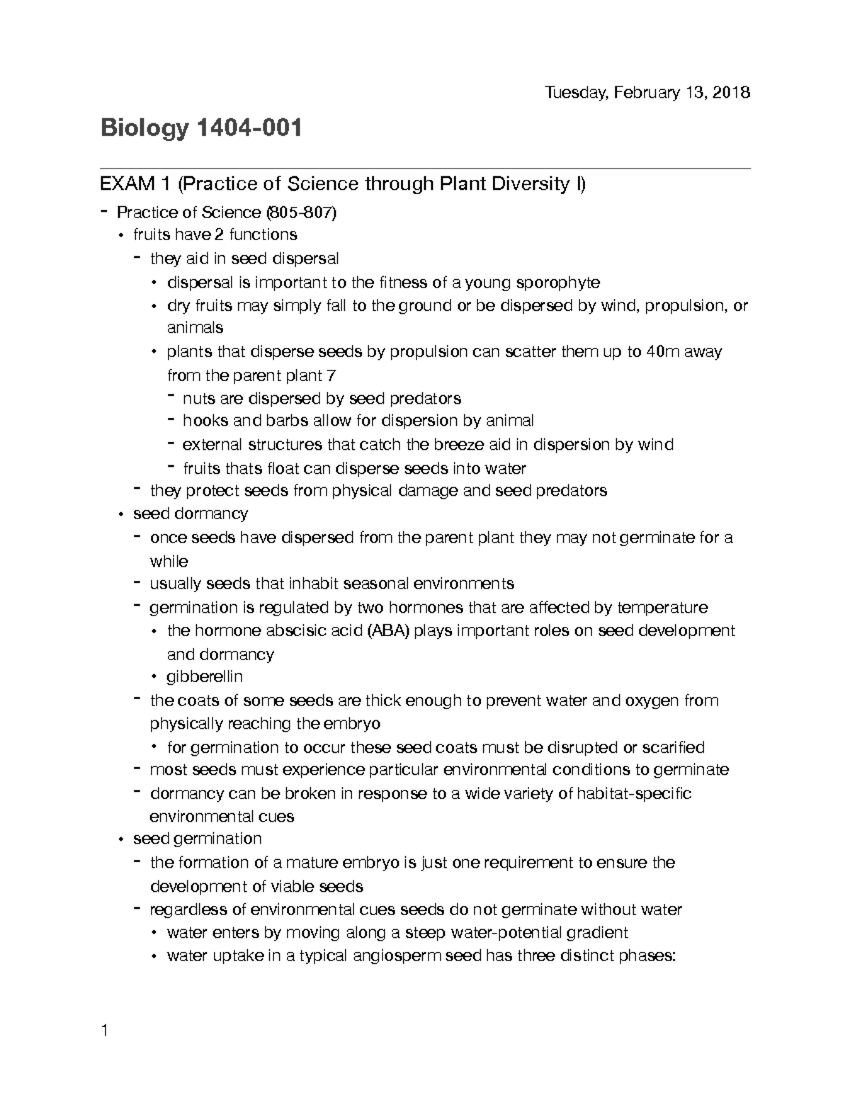 Bio EXAM 1 Textbook Notes - Tuesday, February 13, 2018 Biology EXAM 1 ...