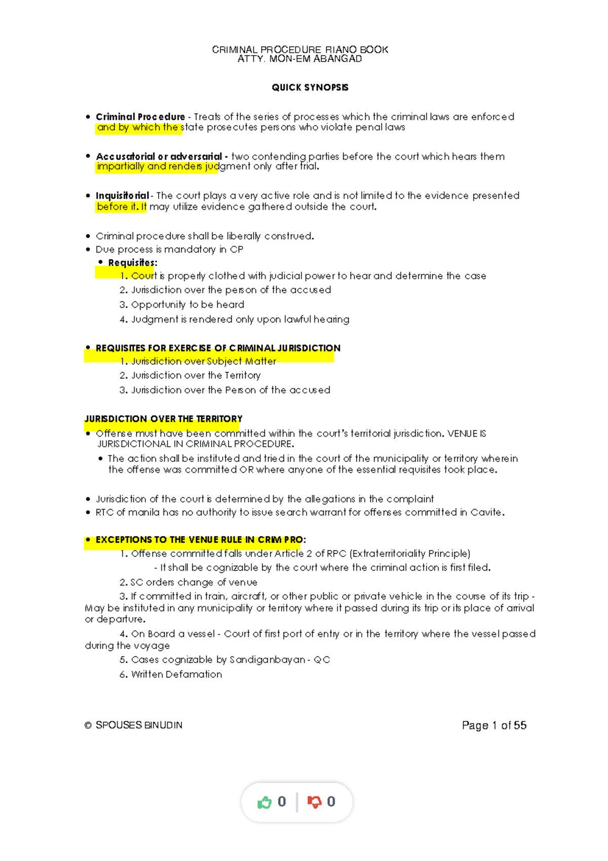 Criminal-procedure-riano-notes Compress - ATTY. MON-EM ABANGAD ...