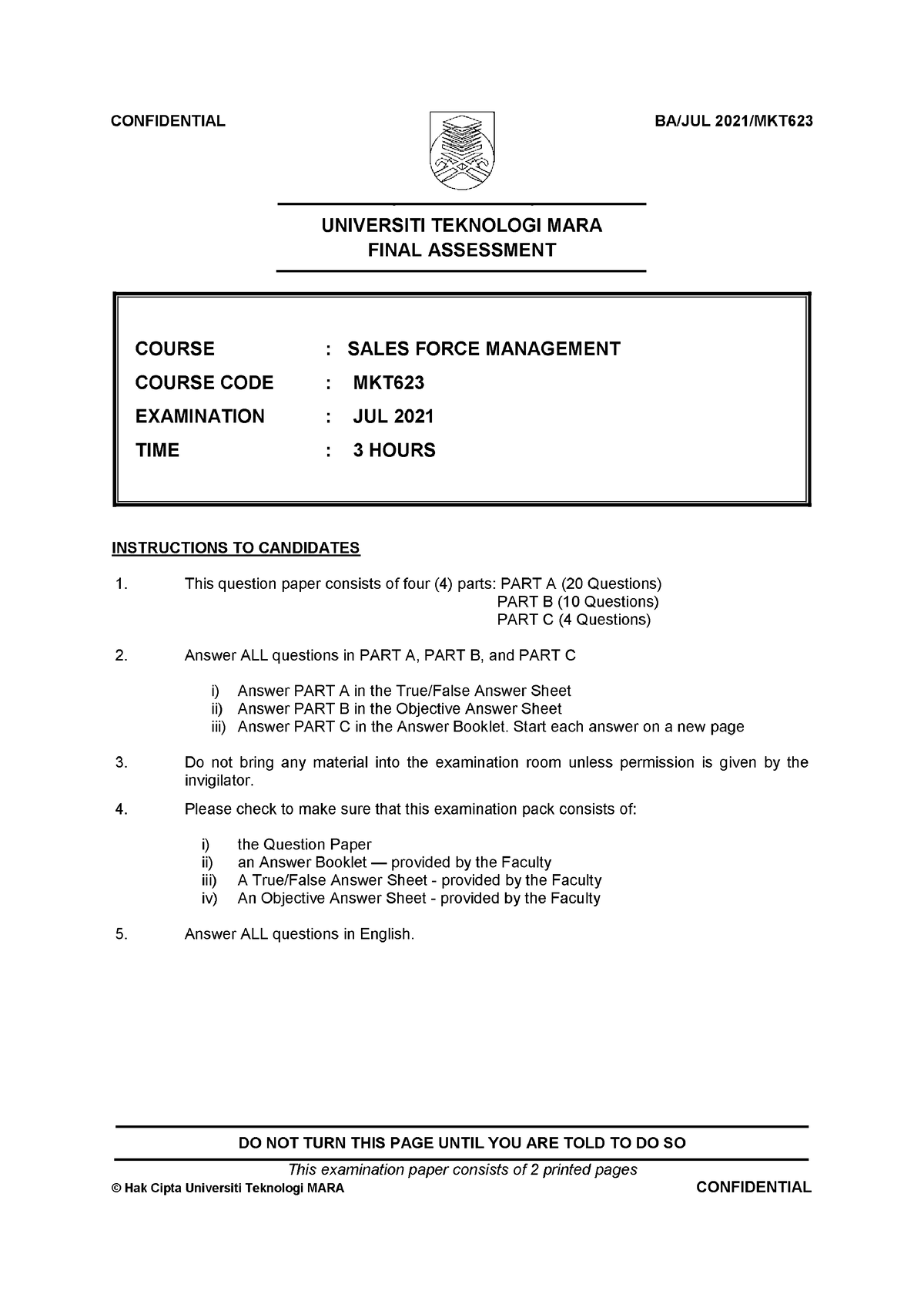 Faculty Business Management 2021 Session 1 - Degree MKT623 ...