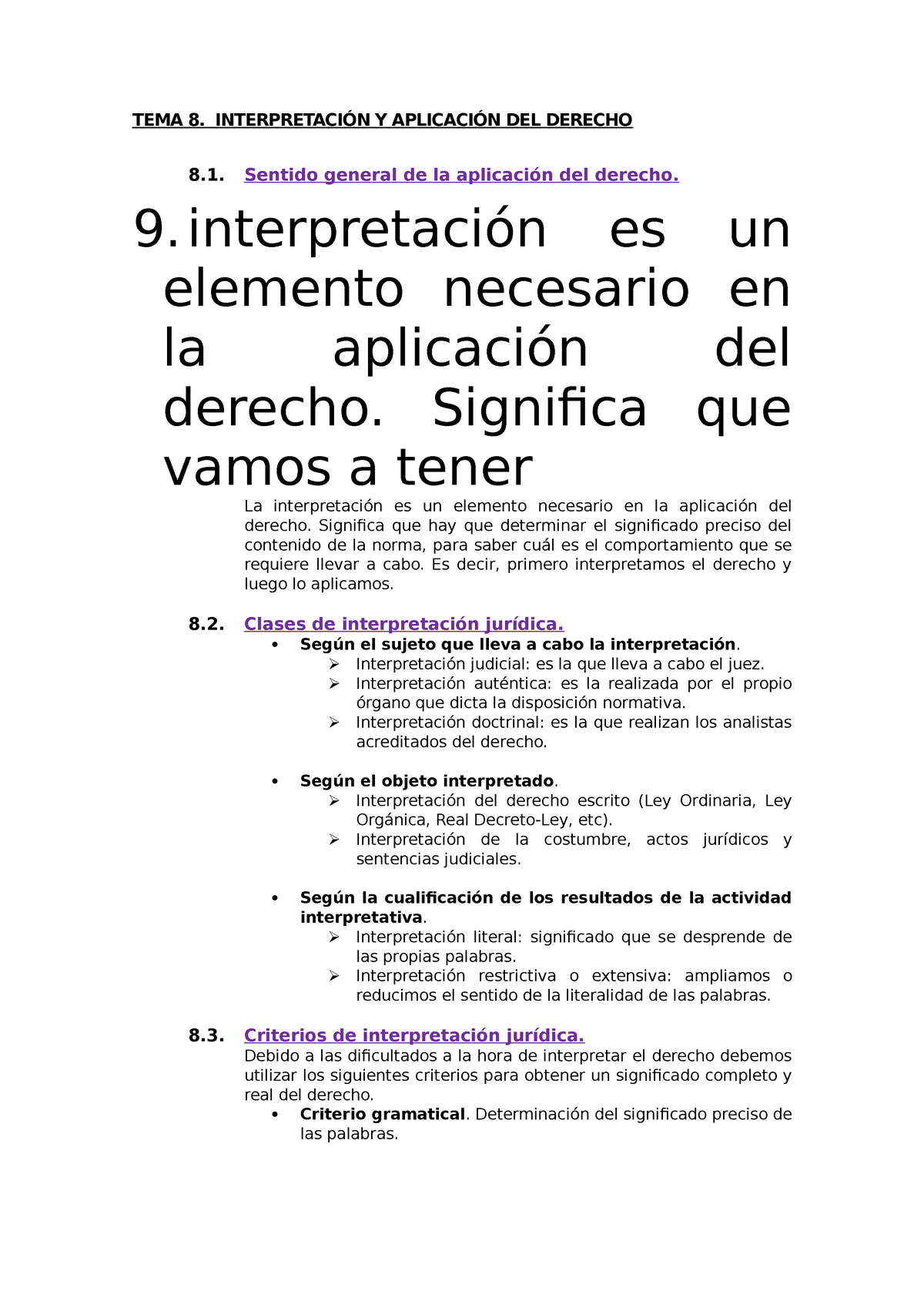 TEMA 8. Interpretación Y Aplicación Del Derecho - TEMA 8 ...