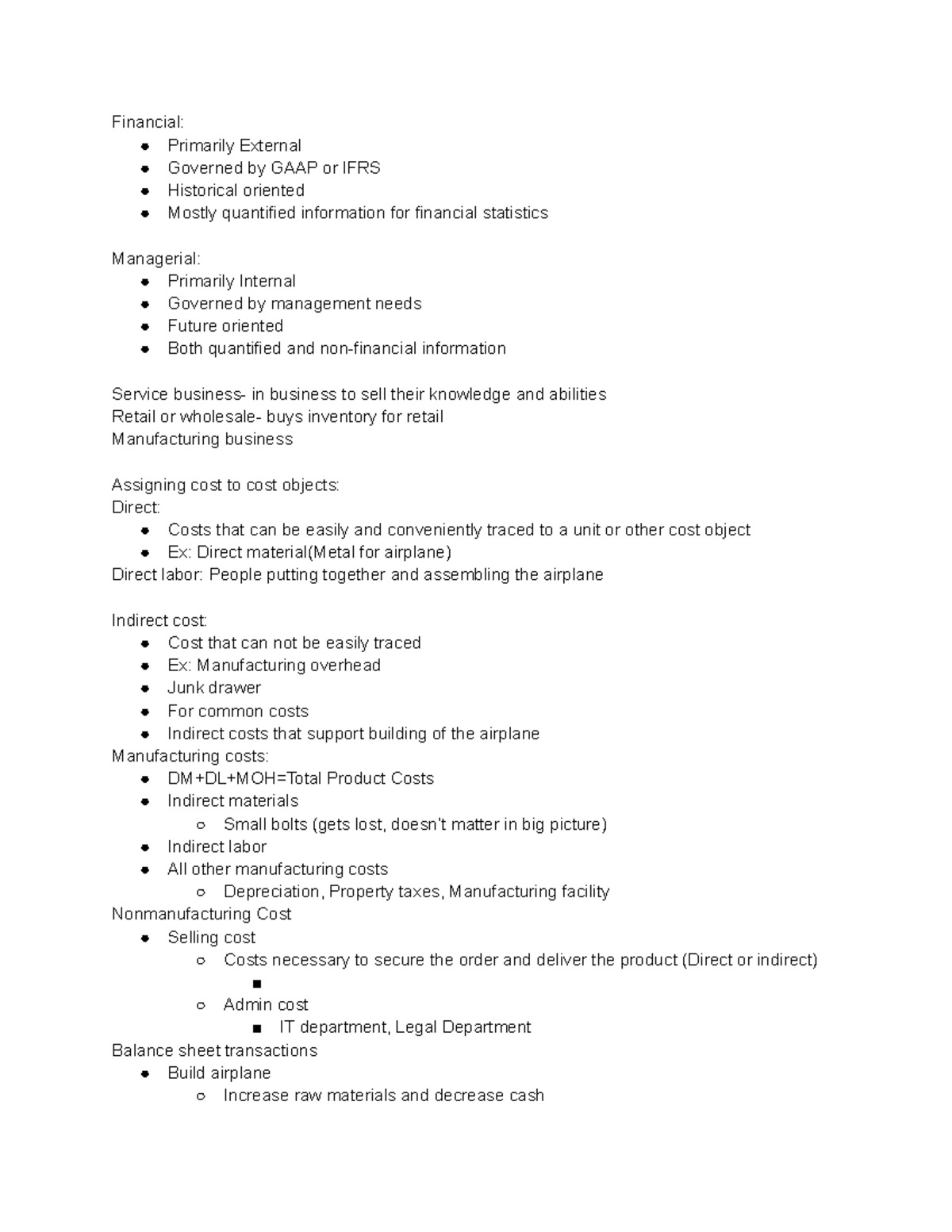 9/12/22 CH5 A100 Notes - Financial: Primarily External Governed by GAAP ...
