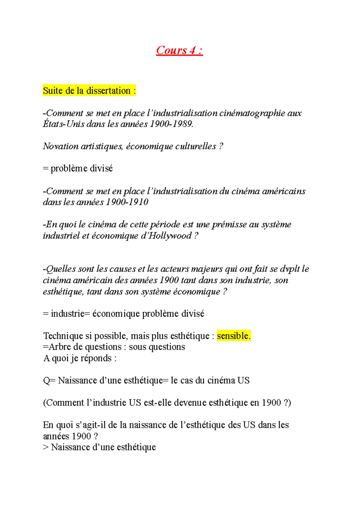 Cours 4 - C'est Des Notes - Cours 4 : Suite De La Dissertation ...