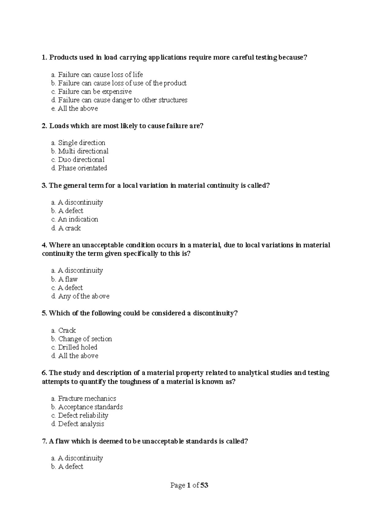 Question-for-Basic - Basic Questions - Products used in load carrying ...