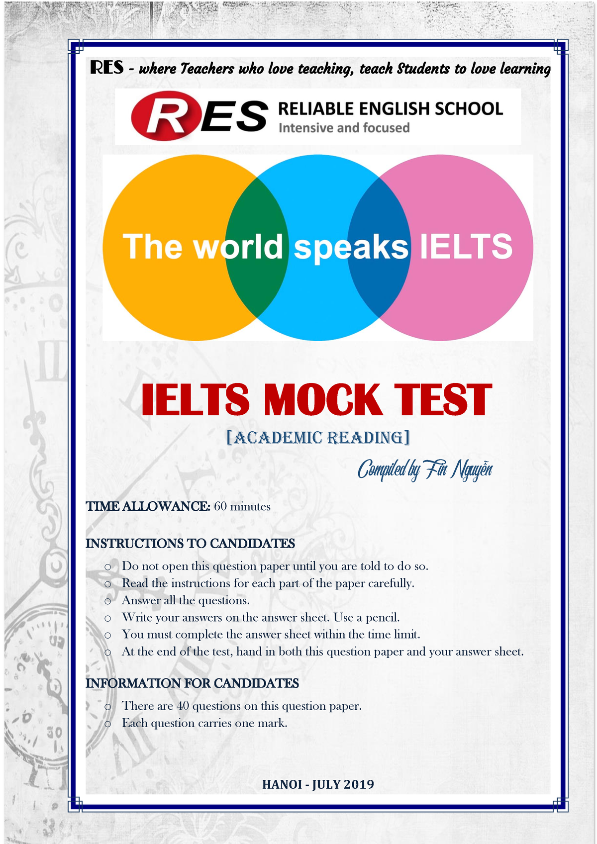 Ielts Mock Test - Mock Tes - RES - Where Teachers Who Love Teaching ...