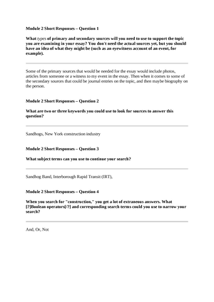 Module 5 Short Responses - Module 5 Short Responses – Question 1 In the ...