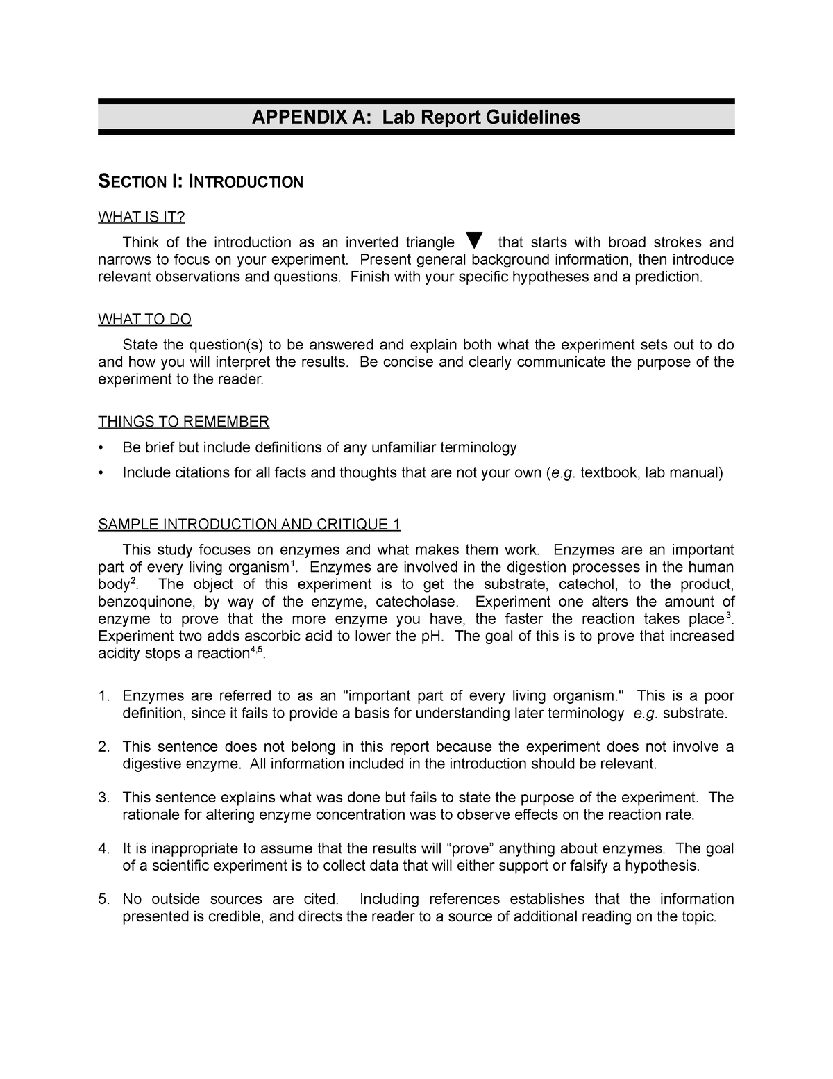 Appendix Lab Report Guidelines On Report Writing Appendix A Lab