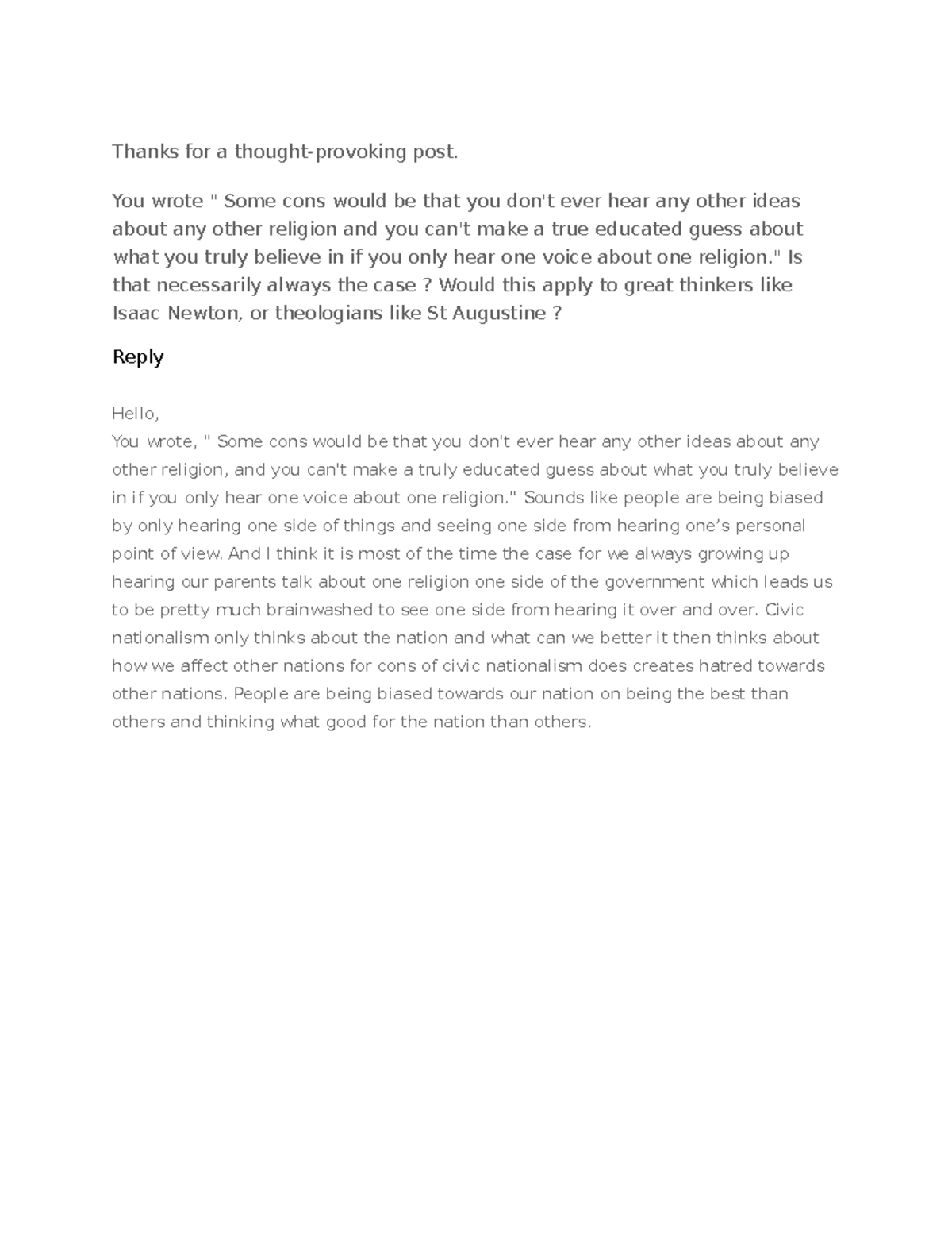 T3 dq 2 notes 4 - Thanks for a thought-provoking post. You wrote 