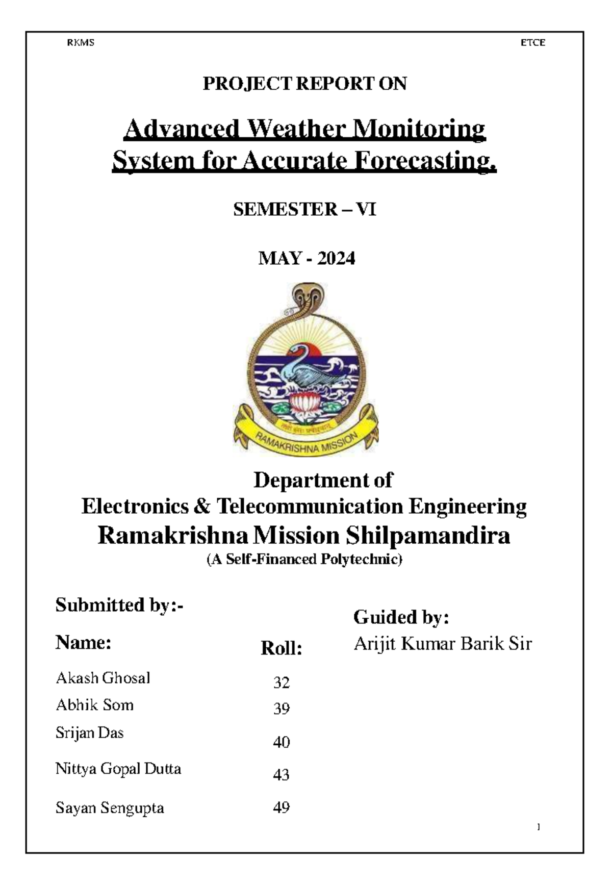 Advance weather monitoring system report compressed - PROJECT REPORT ON ...