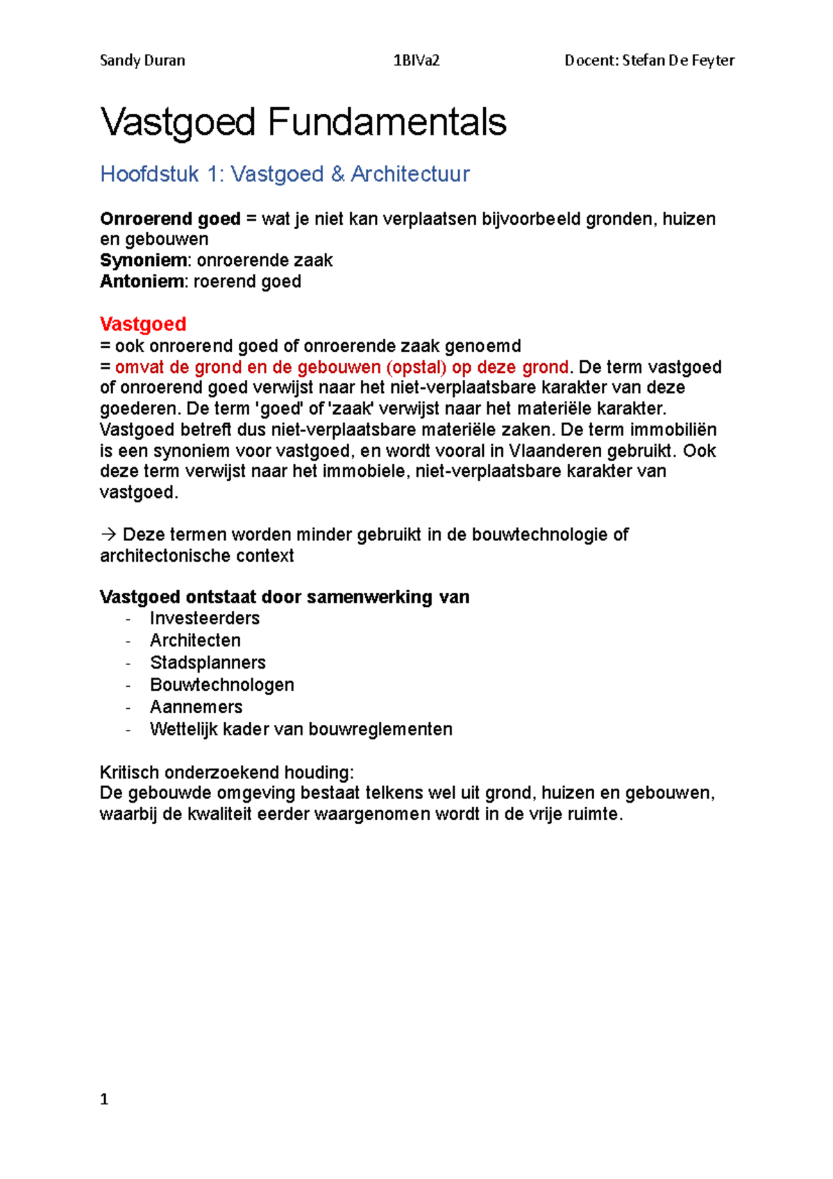 Vastgoed-Fundamentals - Vastgoed Fundamentals Hoofdstuk 1: Vastgoed ...