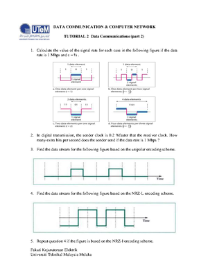 T1 - Data communication Tutorial 1 - Fakuti Kejuruteraan Elektrik DATA ...