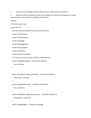 [Solved] you will select either the Cat or the Dog Java class from the ...