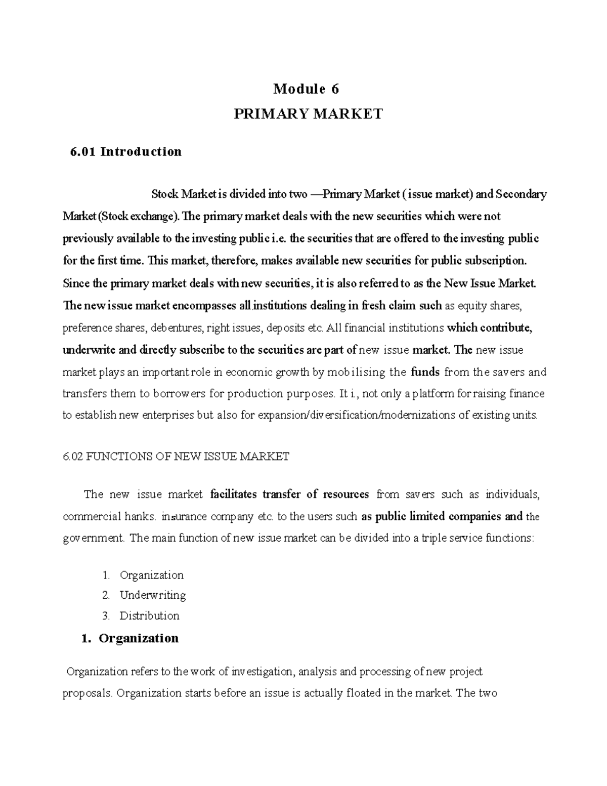 Primary market - It’s lecture notes - Module 6 PRIMARY MARKET 6 ...