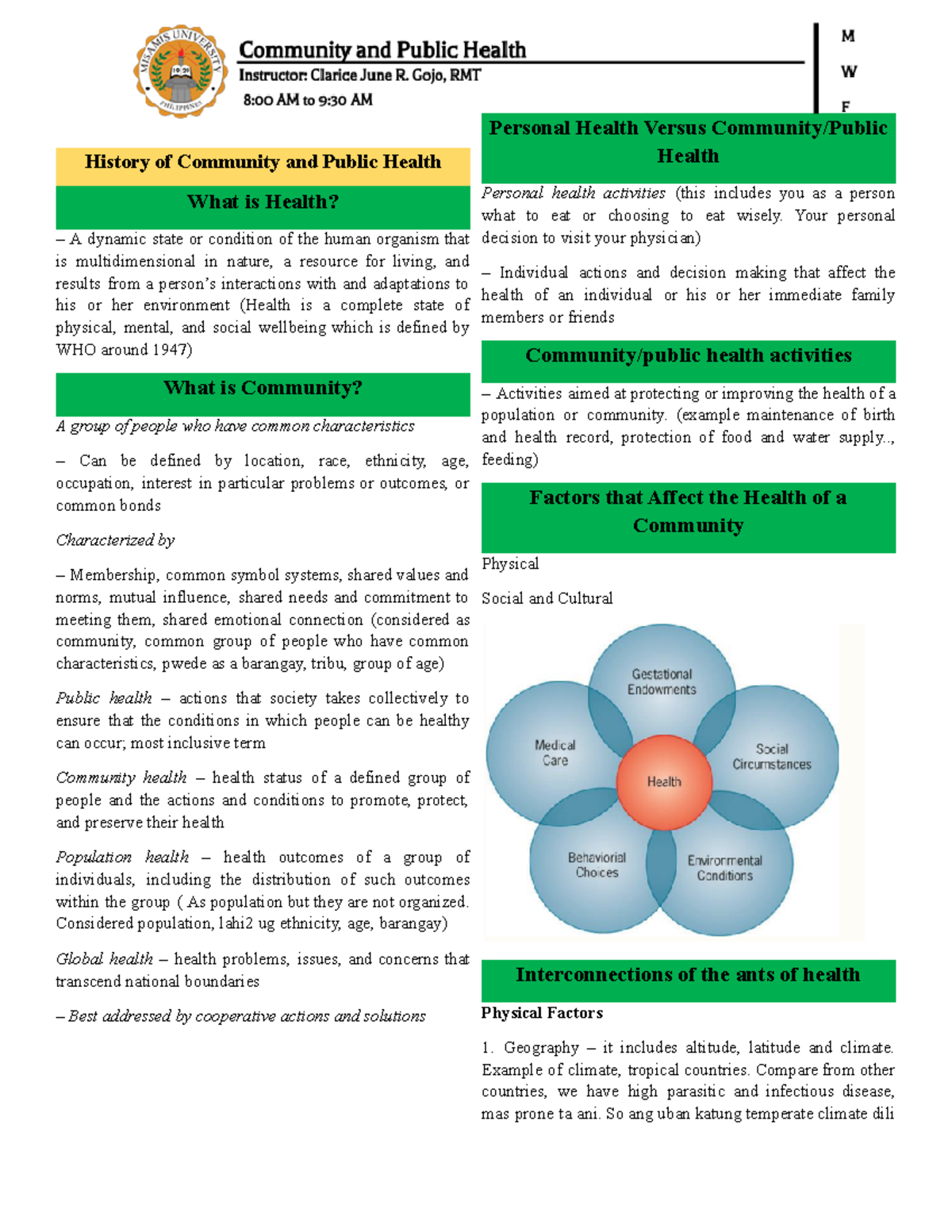 CPH Notes (ALL Modules) - History of Community and Public Health What ...