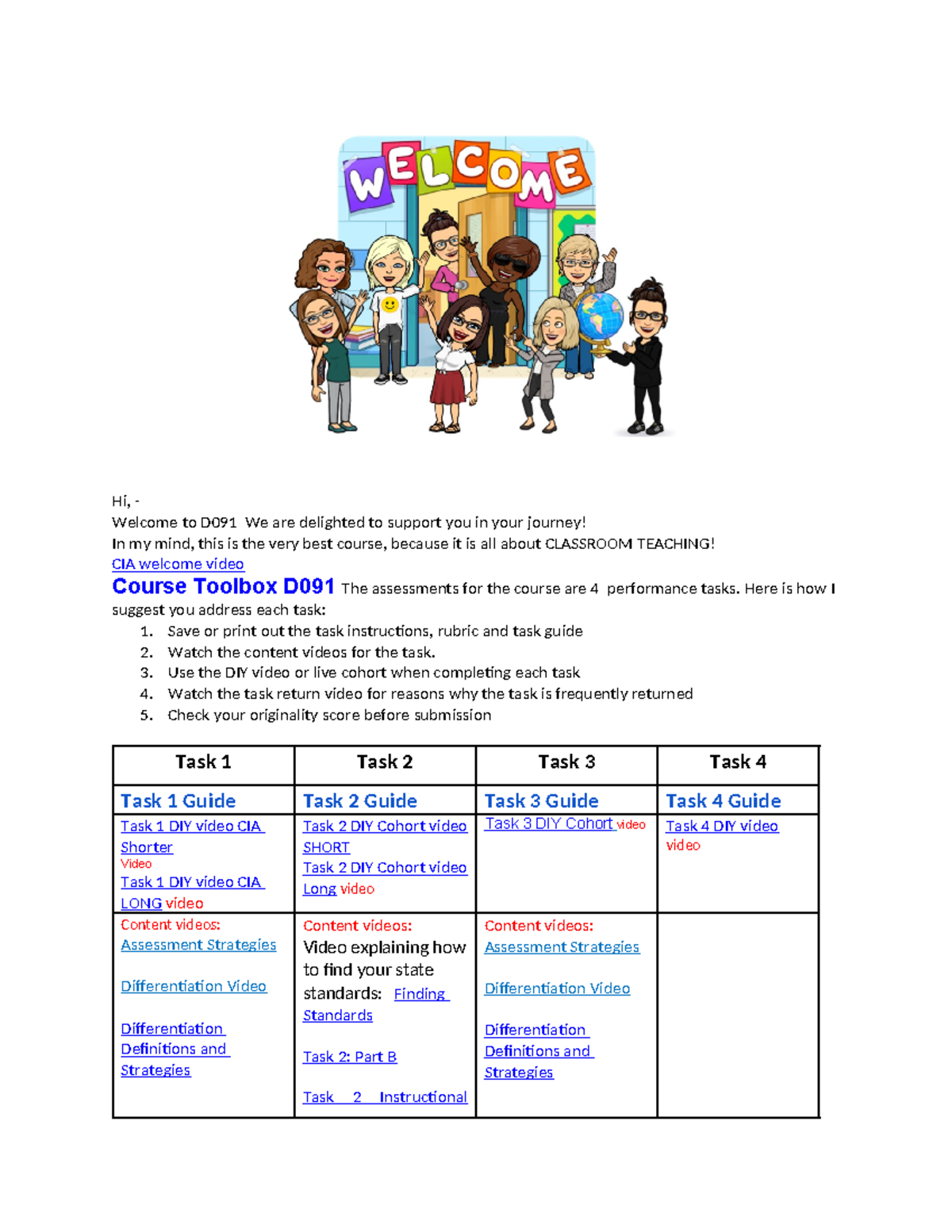 D091 welcome with video links - Hi, - Welcome to D091 We are delighted ...